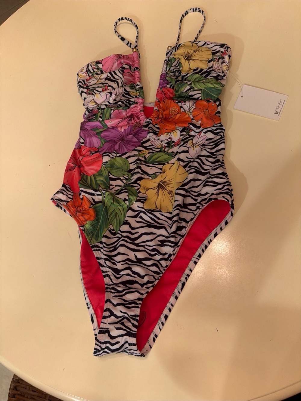 Jessica Simpson Floral One Pieces Rhinestones Swimwear XS